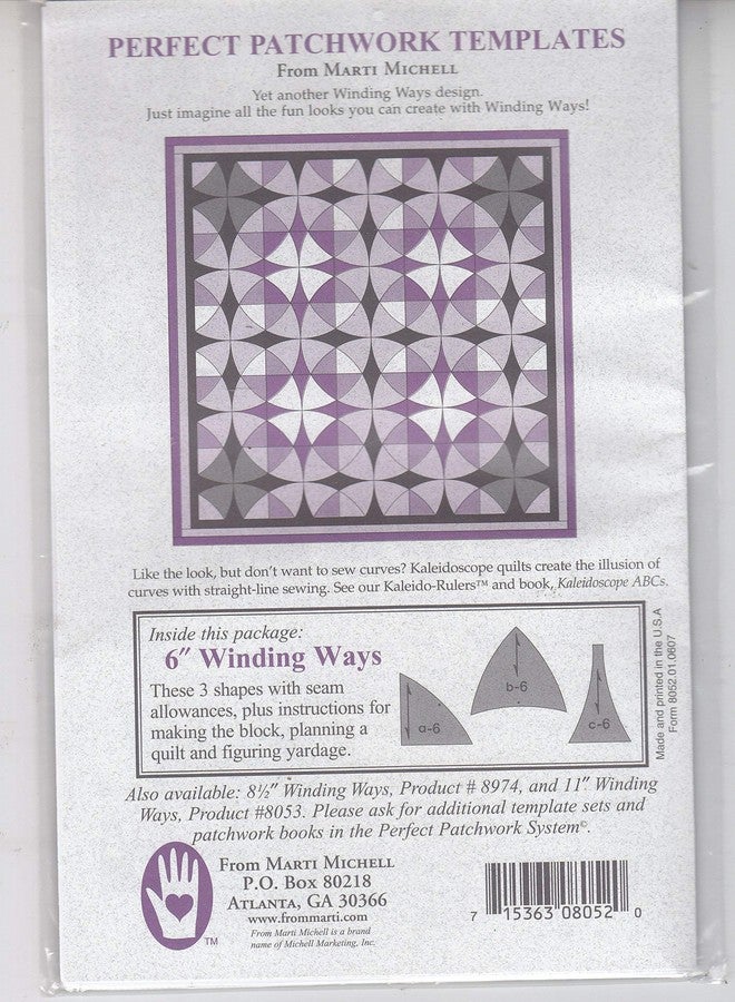 Marti Michell 8052 Perfect Patchwork Template-Winding Ways (3 Pack), 6" - Image 3